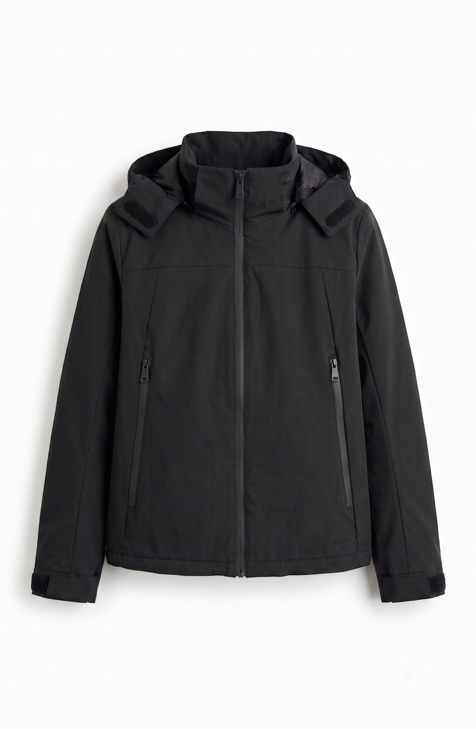 Chamarra rompevientos impermeable para mujer color Black Charcoal sobre fondo blanco, UMI wearclub