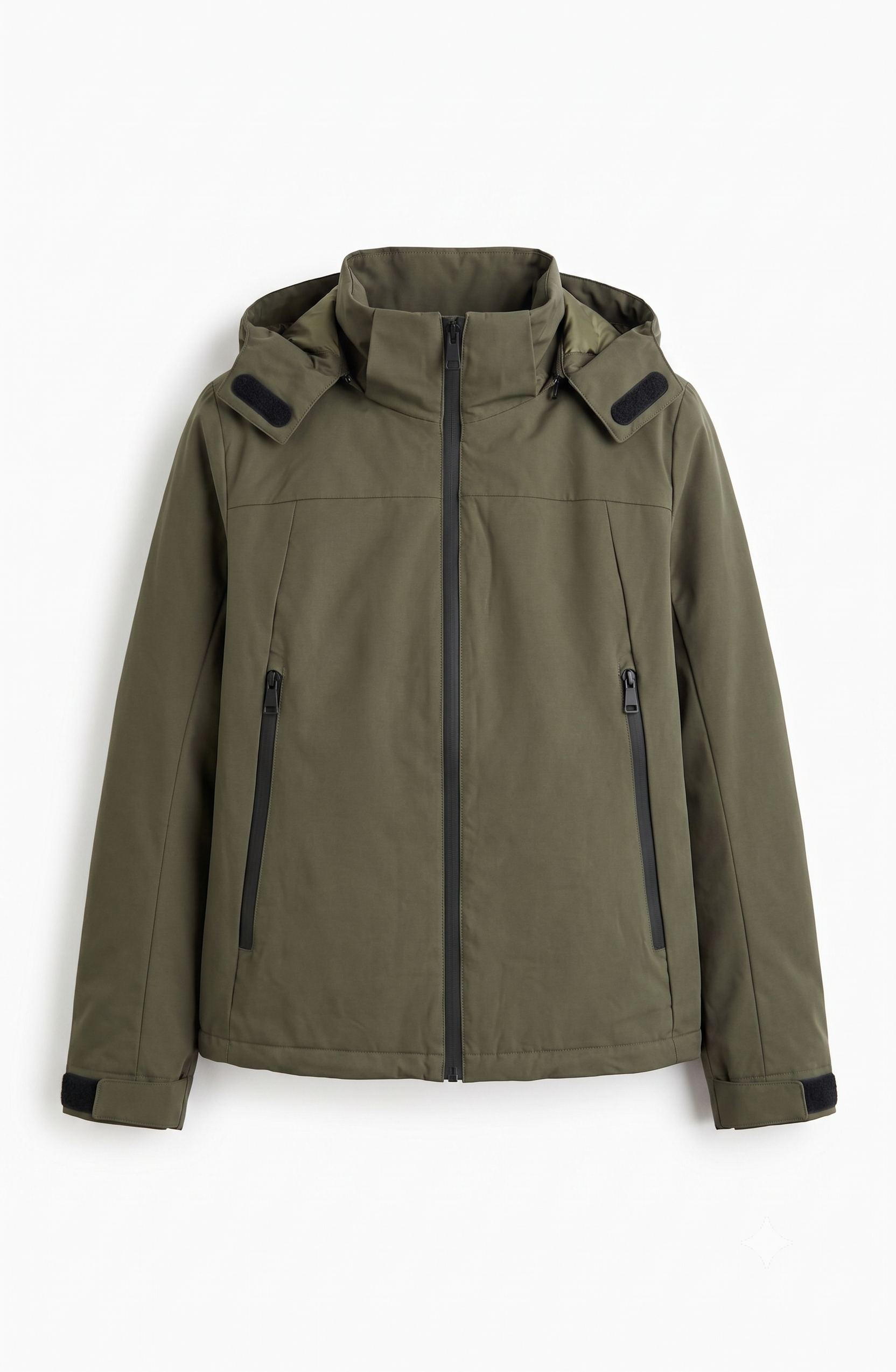 Chamarra rompevientos impermeable para mujer color Deep Olive sobre fondo blanco, UMI wearclub