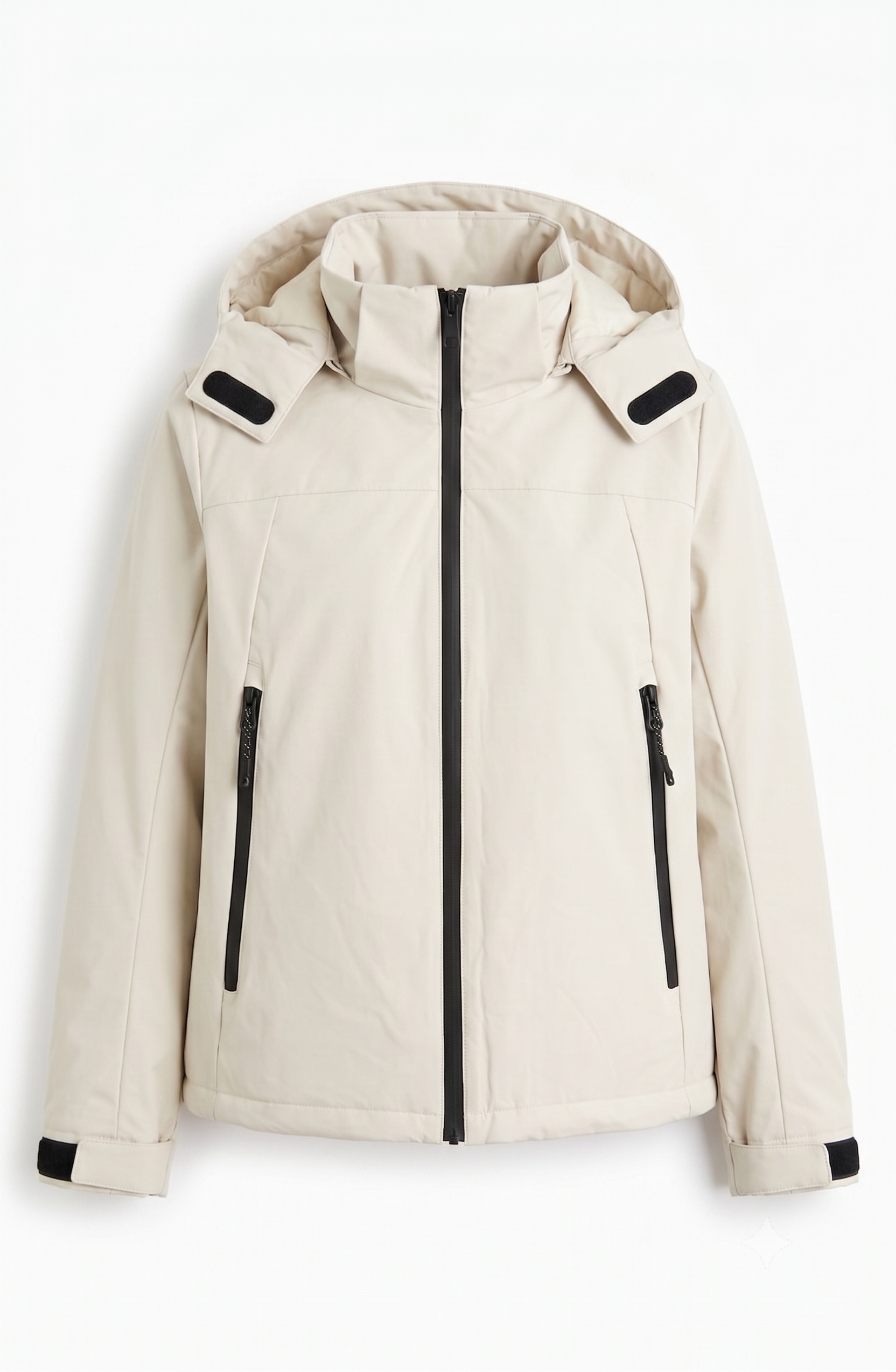 Chamarra rompevientos impermeable para mujer color Sand Cream sobre fondo blanco, UMI wearclub